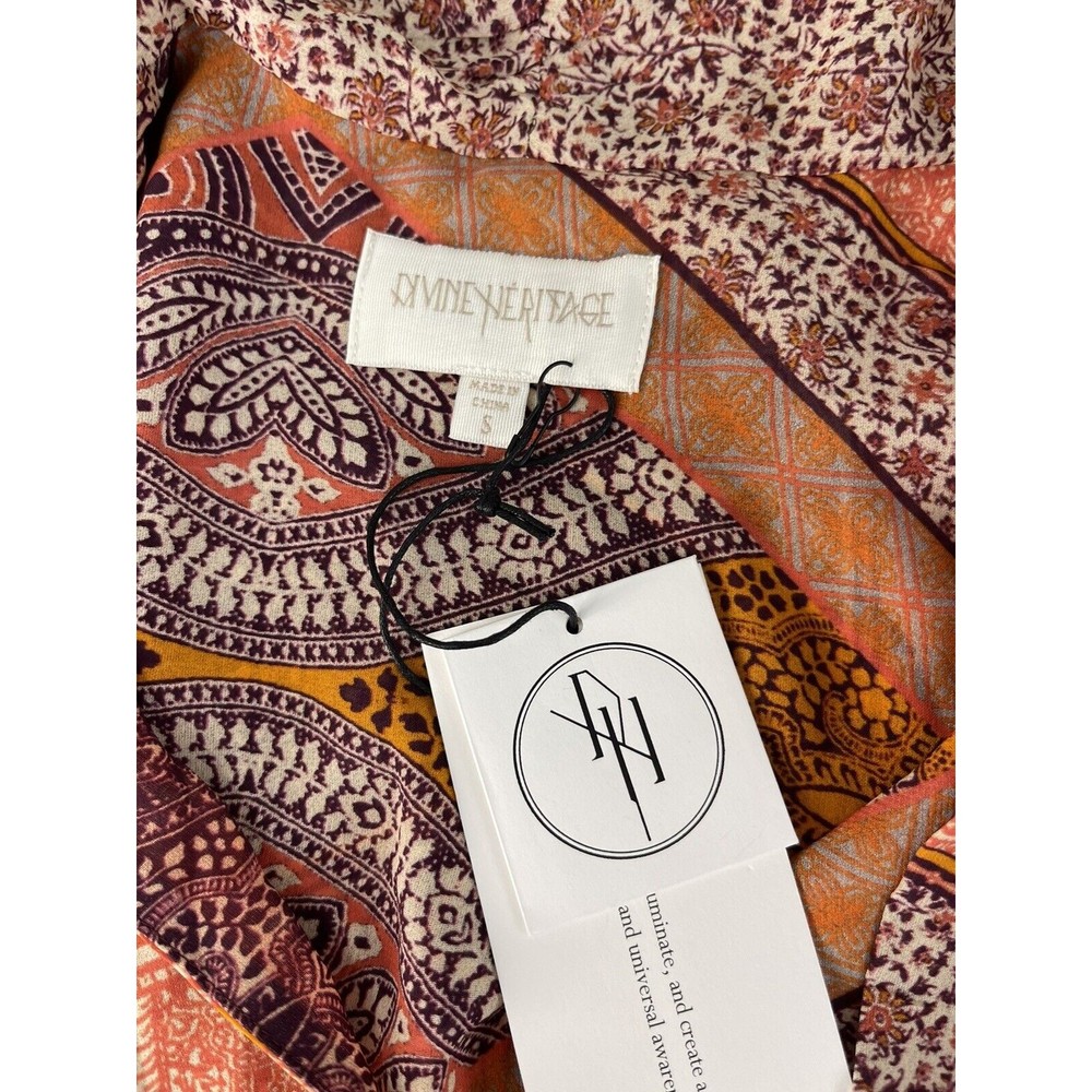 Divine Heritage Revolve Paisley Tie Neck Dress in Orchid Size S NWT - Picture 9 of 13